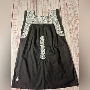 J Marie Black Mini Dress with White Embroidered Trim perfect for summer